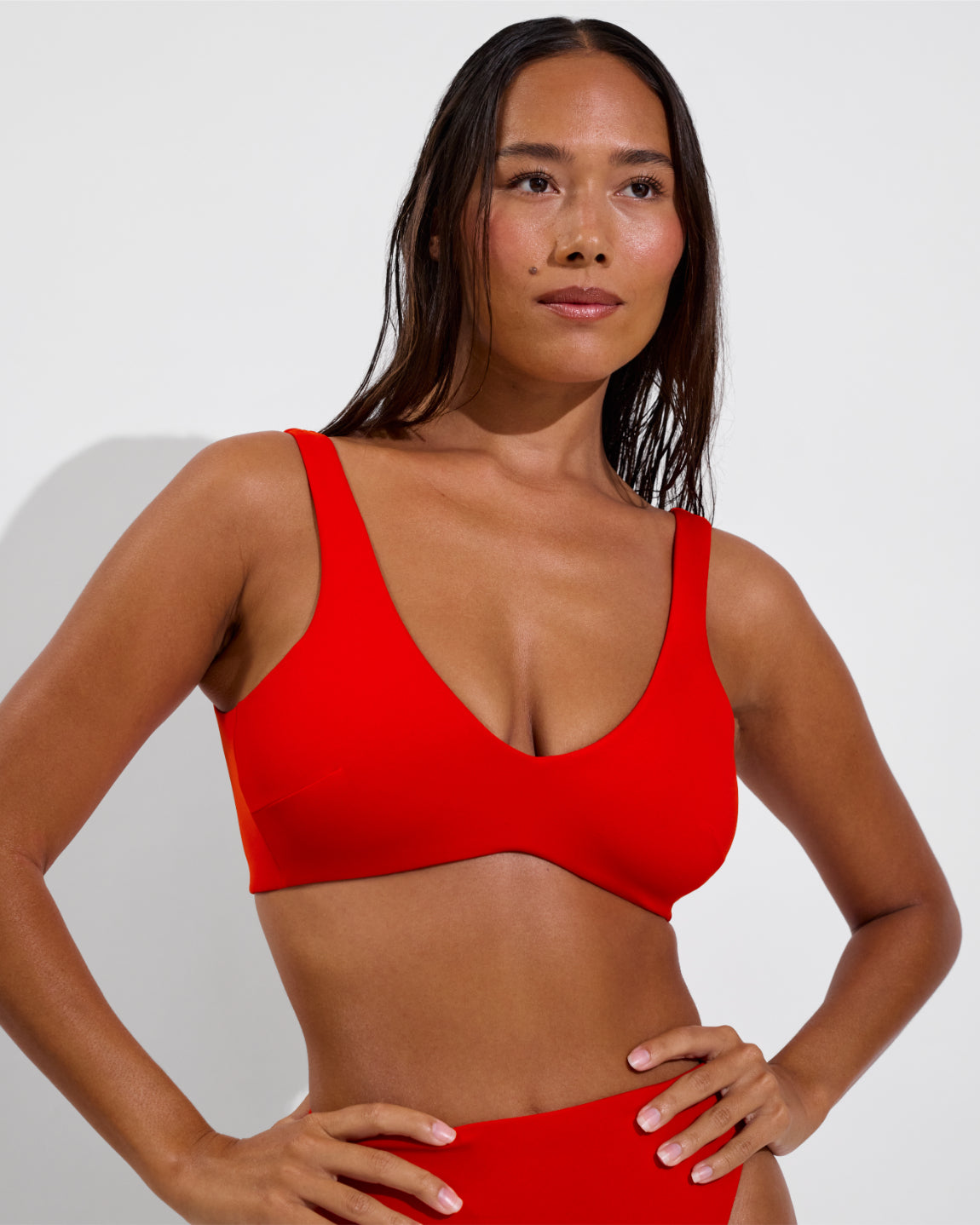 Plunge Top D+ (32DD, Size S) + Super Hi Hi Bottom - Sweet Chili Heat (Size S)
