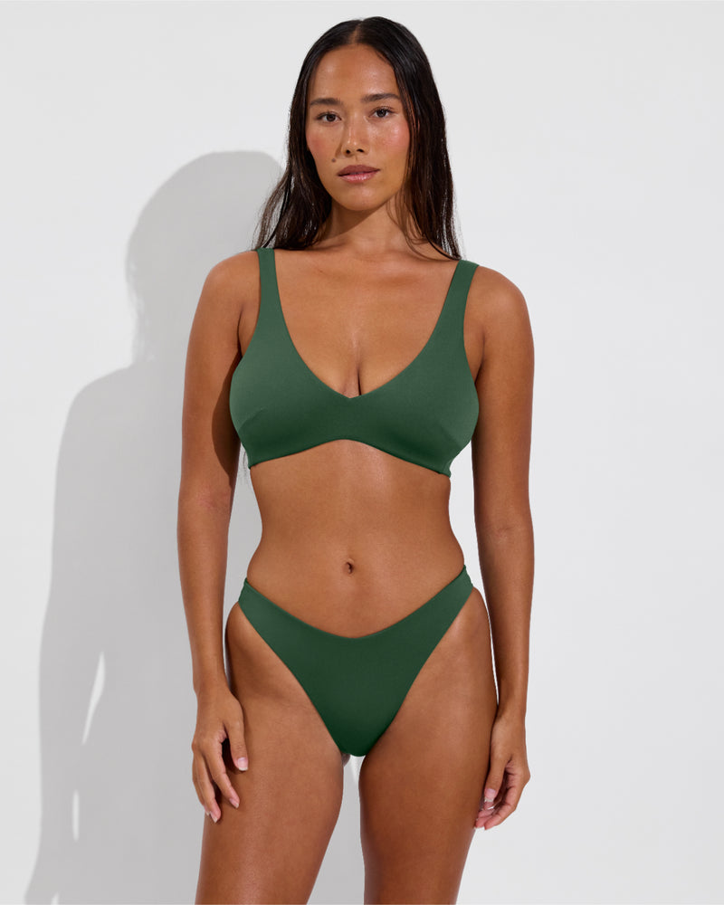 Plunge Top D+ (32DD, Size S) + Dip Bottom - Tropics (Size S)