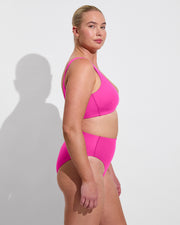 Plunge Top D (36DD, Size L) + Hi Hi Bottom - Hot (Size L)