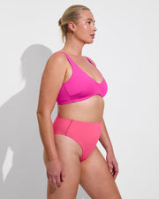 Plunge Top D - Hot (36DD, Size L) + Hi Hi Bottom - Zinc (Size L)