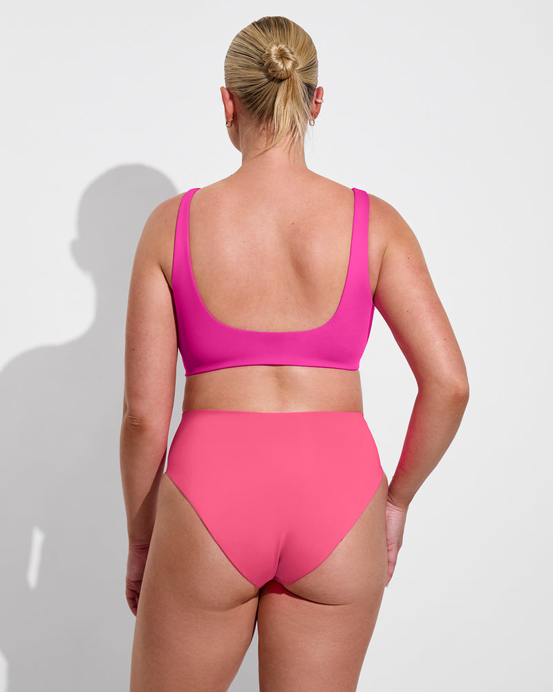 Plunge Top D - Hot (36DD, Size L) + Hi Hi Bottom - Zinc (Size L)