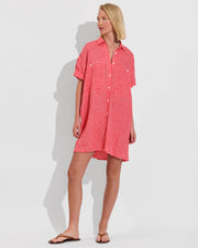 Getaway Mini Dress - Gingham: Sweet Chili Heat / Coconut (Size S/M) [Photo 1]