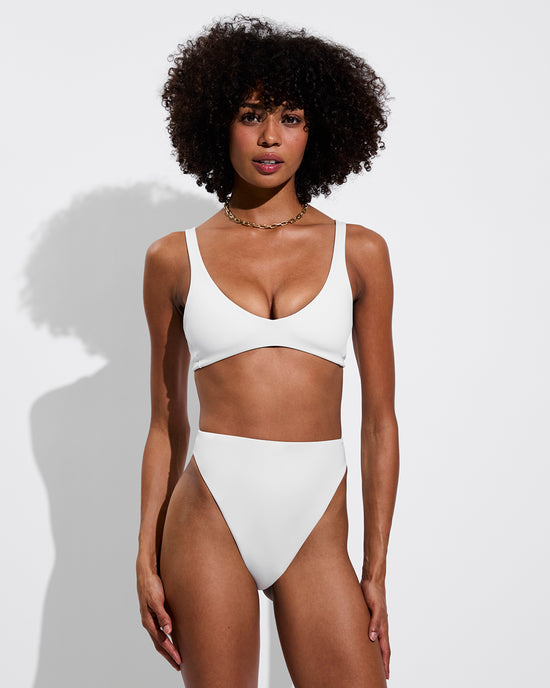 Plunge Top + Super Hi Hi Bottom - Coconut (Size S)