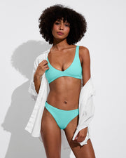 Plunge Top + Wear To Bottom - Drift + Getaway Button Down - Coconut (Size S)