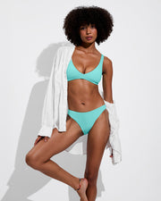 Plunge Top + Wear To Bottom - Drift + Getaway Button Down - Coconut (Size S)