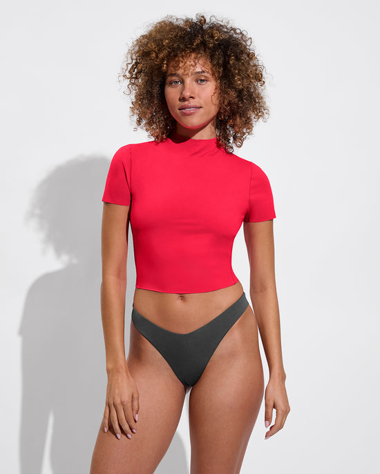 Rays Short Sleeve Top - Sweet Chili Heat + Backside Thong - Eclipse (Size S)