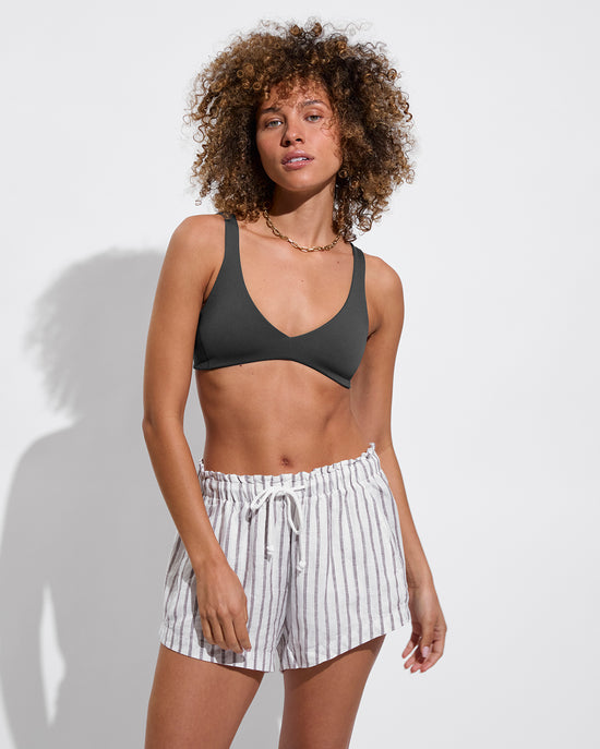 Plunge Top - Eclipse + Getaway Short - Classic Stripe: Stormy / Coconut (Size S)