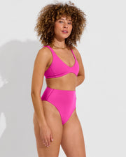 Plunge Top + Hi Hi Bottom - Hot (Size S)