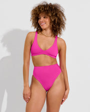 Plunge Top + Hi Hi Bottom - Hot (Size S)