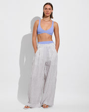 Plunge Top - Riptide + Coastal Pant - Classic Stripe: Stormy/Coconut (Size S)