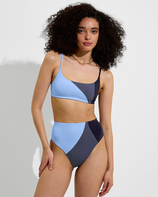 Pool Days Top + Hi Hi Bottom - Blue Skies / Varsity / Sprint (Size S)