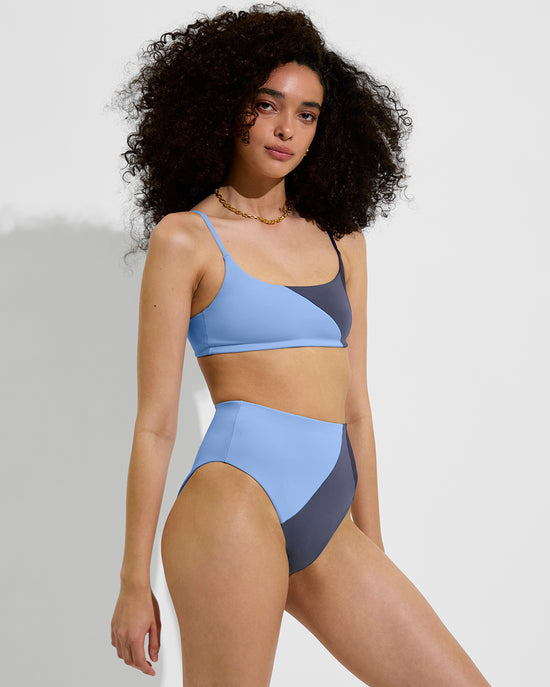 Pool Days Top + Hi Hi Bottom - Blue Skies / Varsity / Sprint (Size S)