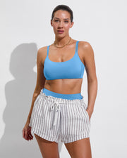 Pool Days D+ (34DD, Size L) + Hi Tide Bottom - Point Break + Getaway Short - Classic Stripe: Stormy / Coconut (Size L)