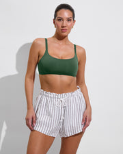 Pool Days D+ - Tropics (34DD, Size L) + Getaway Short - Classic Stripe: Stormy / Coconut (Size L)