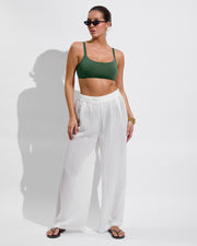 Pool Days D+ - Tropics (34DD, Size L) + Day Trip Pant *Sheer Stripe - Coconut (Size L)