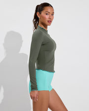 Rays Long Sleeve Top *Long *Wavy - Agave / Drift + Hi Line Shortie - Drift (Size S)