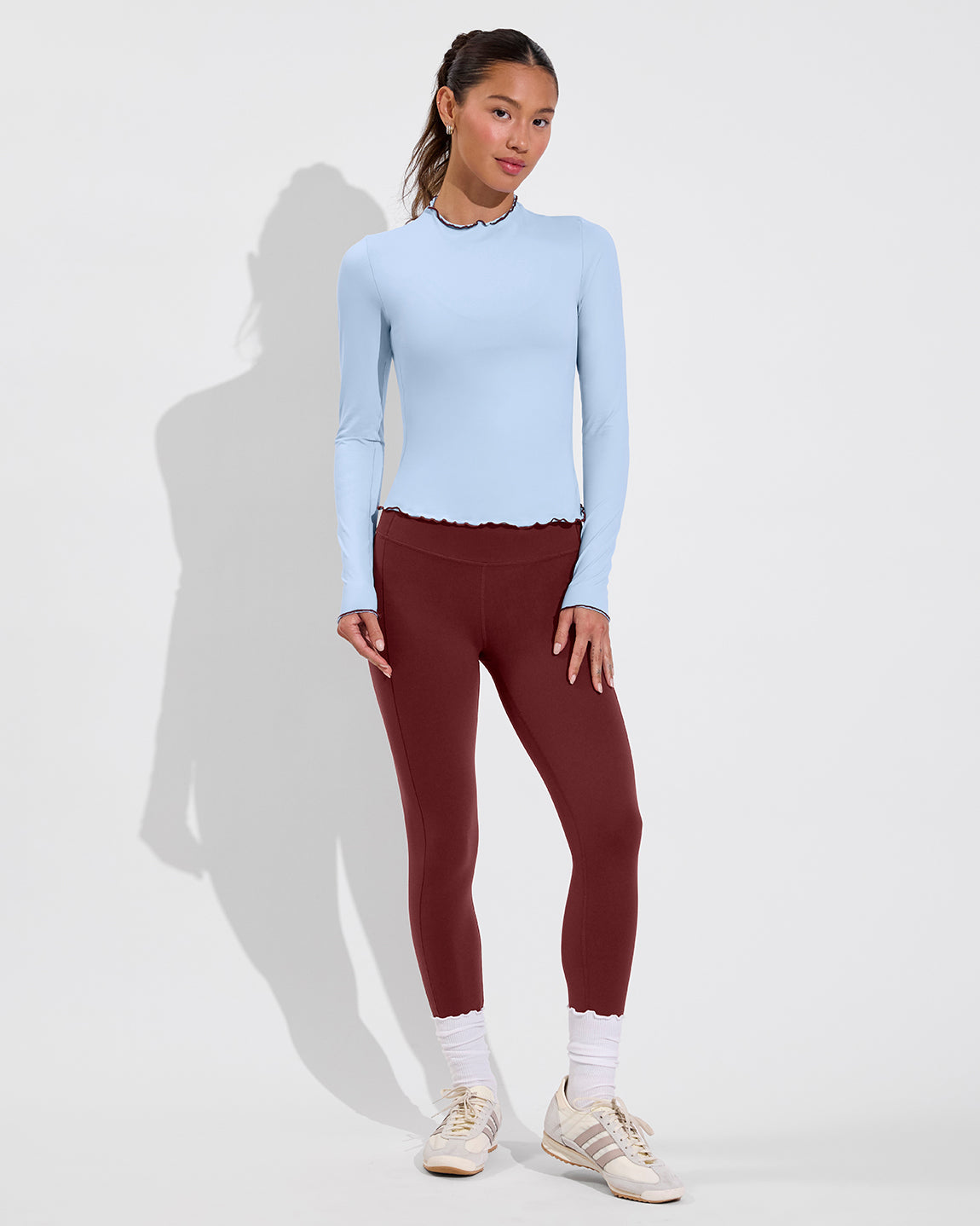 Rays Long Sleeve Top *Long *Wavy - Blue Skies / Jam + Super Moves Tight - Jam (Size S)