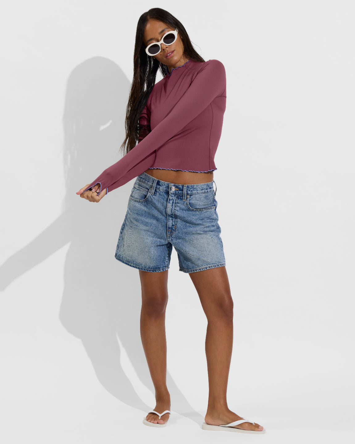 Rays Long Sleeve Top *Long *Wavy - Desert Plum / Riptide (Size S)