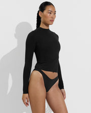 Rays Long Sleeve Top *Long + Dip Bottom - Jet (Size S)