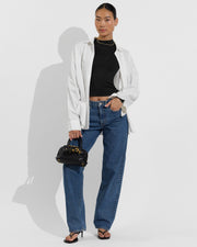 Rays Long Sleeve Top *Long - Jet + Port Button Down - Coconut (Size S)