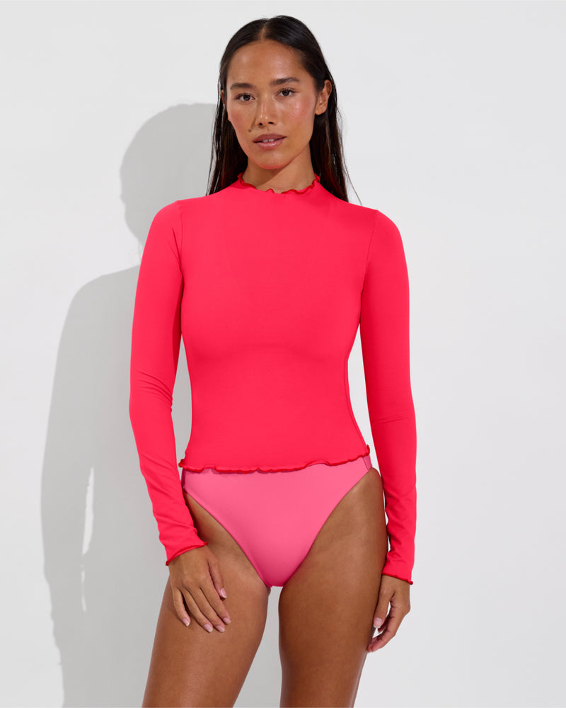 Rays Long Sleeve Top *Long *Wavy - Rescue / Sweet Chili Heat + Weekender Suit - Zinc (Size S)