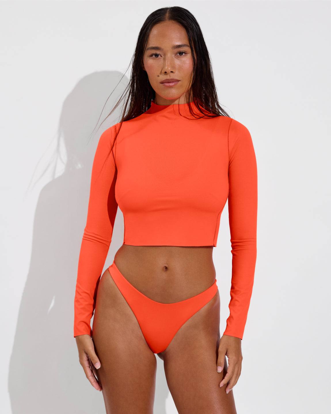 Rays Long Sleeve Top + Backside Thong - Aperol (Size S)