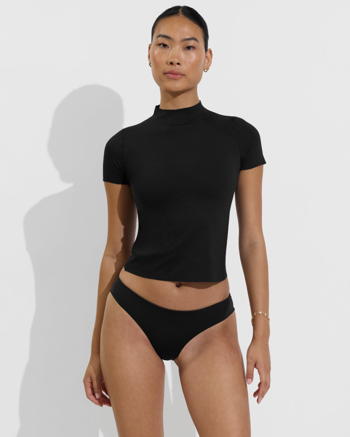 Rays Short Sleeve Top *Long + Halfmoon Bottom - Jet (Size S)