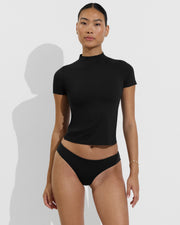 Rays Short Sleeve Top *Long + Halfmoon Bottom - Jet (Size S)