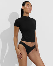 Rays Short Sleeve Top *Long + Halfmoon Bottom - Jet (Size S)