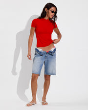 Rays Short Sleeve Top *Long - Sweet Chili Heat + Skinny Dip Bottom - Rescue (Size S)