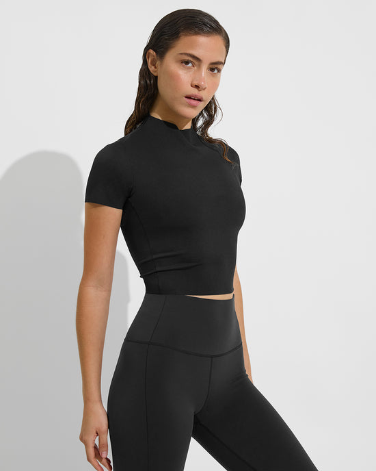Rays Short Sleeve Top + Super Moves Tight - Jet (Size S)