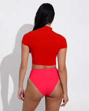 Rays Short Sleeve Top - Sweet Chili Heat + Hi Hi Bottom - Rescue (Size S)