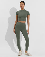 Rays Short Sleeve Top *Wavy - Agave / Drift + Super Moves Tight - Agave (Size S)