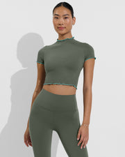 Rays Short Sleeve Top *Wavy - Agave / Drift + Super Moves Tight - Agave (Size S)