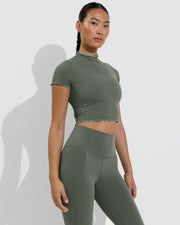Rays Short Sleeve Top *Wavy - Agave / Drift + Super Moves Tight - Agave (Size S)