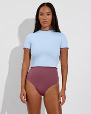Rays Short Sleeve Top *Wavy - Blue Skies / Jam + Peak Suit D+ - Desert Plum (Size S)