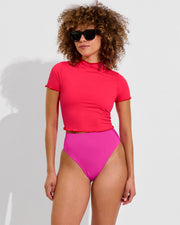 Rays Short Sleeve Top *Wavy - Rescue / Sweet Chili Heat + Hi Hi Bottom - Hot (Size S)