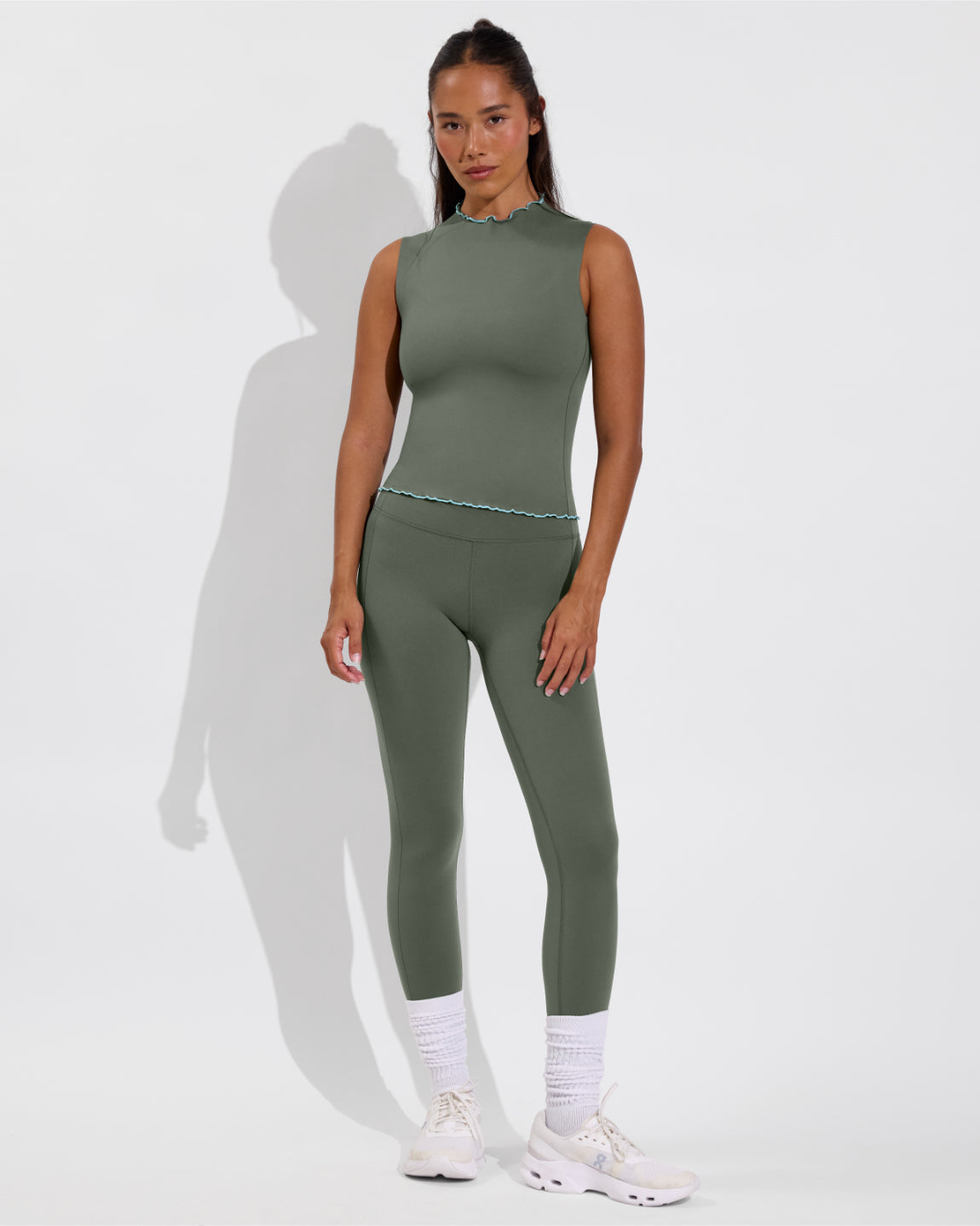 Rays Sleeveless Top *Long *Wavy - Agave / Drift + Super Moves Tight - Agave (Size S)