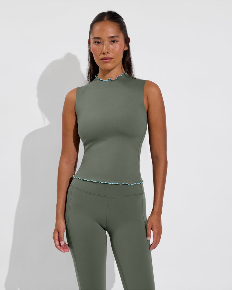 Rays Sleeveless Top *Long *Wavy - Agave / Drift + Super Moves Tight - Agave (Size S)