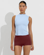 Rays Sleeveless Top *Long *Wavy - Blue Skies / Jam + Hi Line Shortie - Jam (Size S)