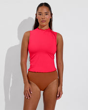 Rays Sleeveless Top *Long *Wavy - Rescue / Sweet Chili Heat + Hi Tide Bottom - Bronze (Size S)