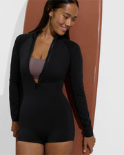 Rays Suit *Shortie - Jet (Size S) + Pool Days Top D+ - Stormy (32DD, Size S