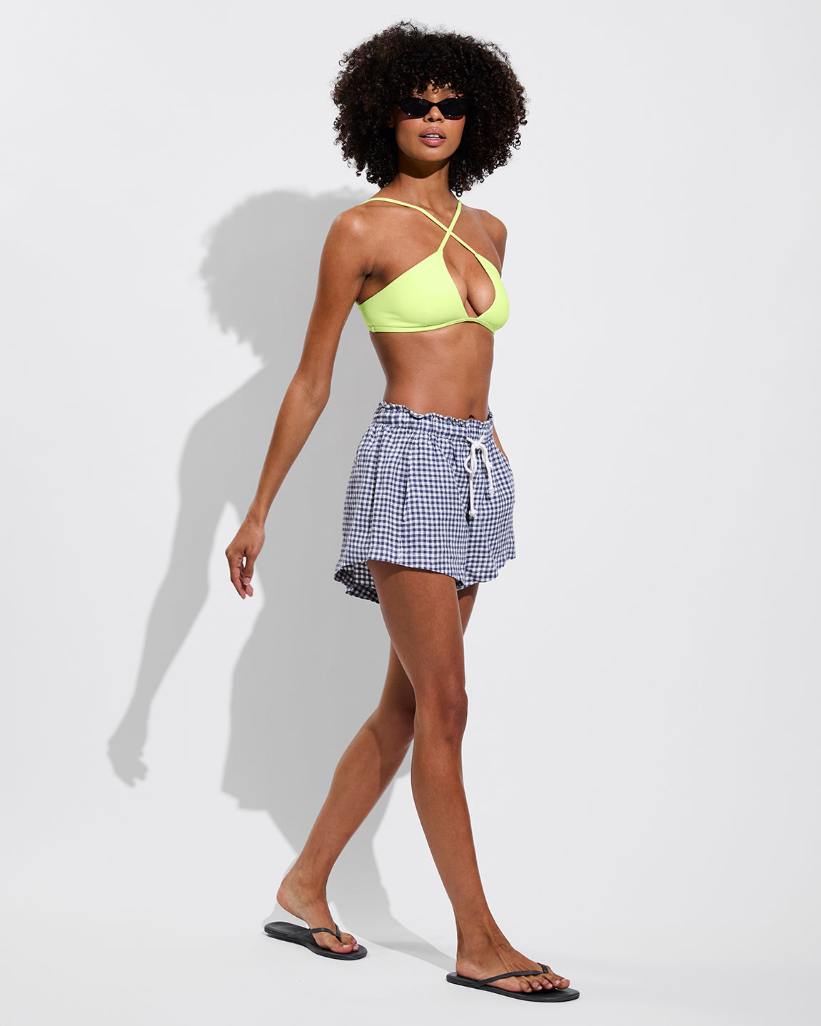 Reef Top - Limoncello + Getaway Short - Gingham: Varsity/Coconut (Size S)