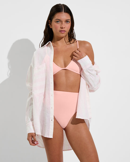 Reef Top + Hi Hi Bottom - Salt (Size S) + Getaway Button Down - Delight / Coconut (Size S/M)