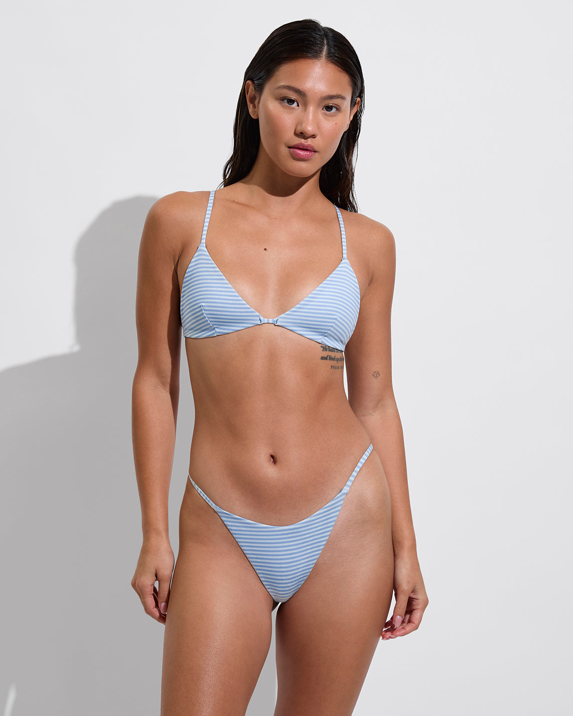 Sandy Top + Skinny Dip Bottom - Splash Stripe Blue Skies/Coconut (Size S)