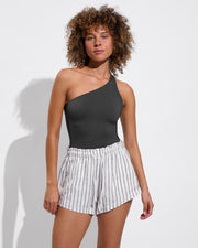 Shoreline Suit - Eclipse + Getaway Short - Classic Stripe: Stormy/Coconut (Size S)
