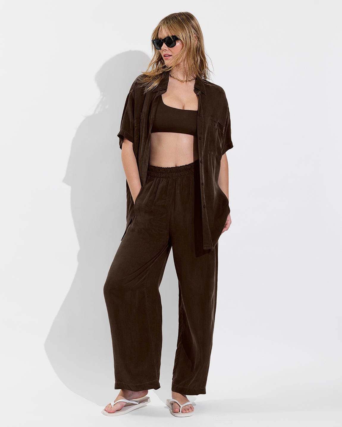 Streamline Top + Day Trip Button Down + Day Trip Pant - Cold Brew (Size S)