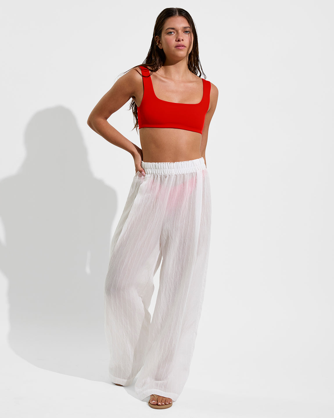 Streamline Top - Sweet Chili Heat + Day Trip Pant *Sheer Stripe - Coconut (Size S)