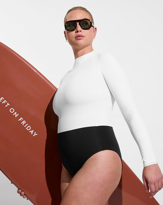 Sunday Suit D+ - Jet (36DD, Size L) + Rays Long Sleeve Top -Coconut (Size L)