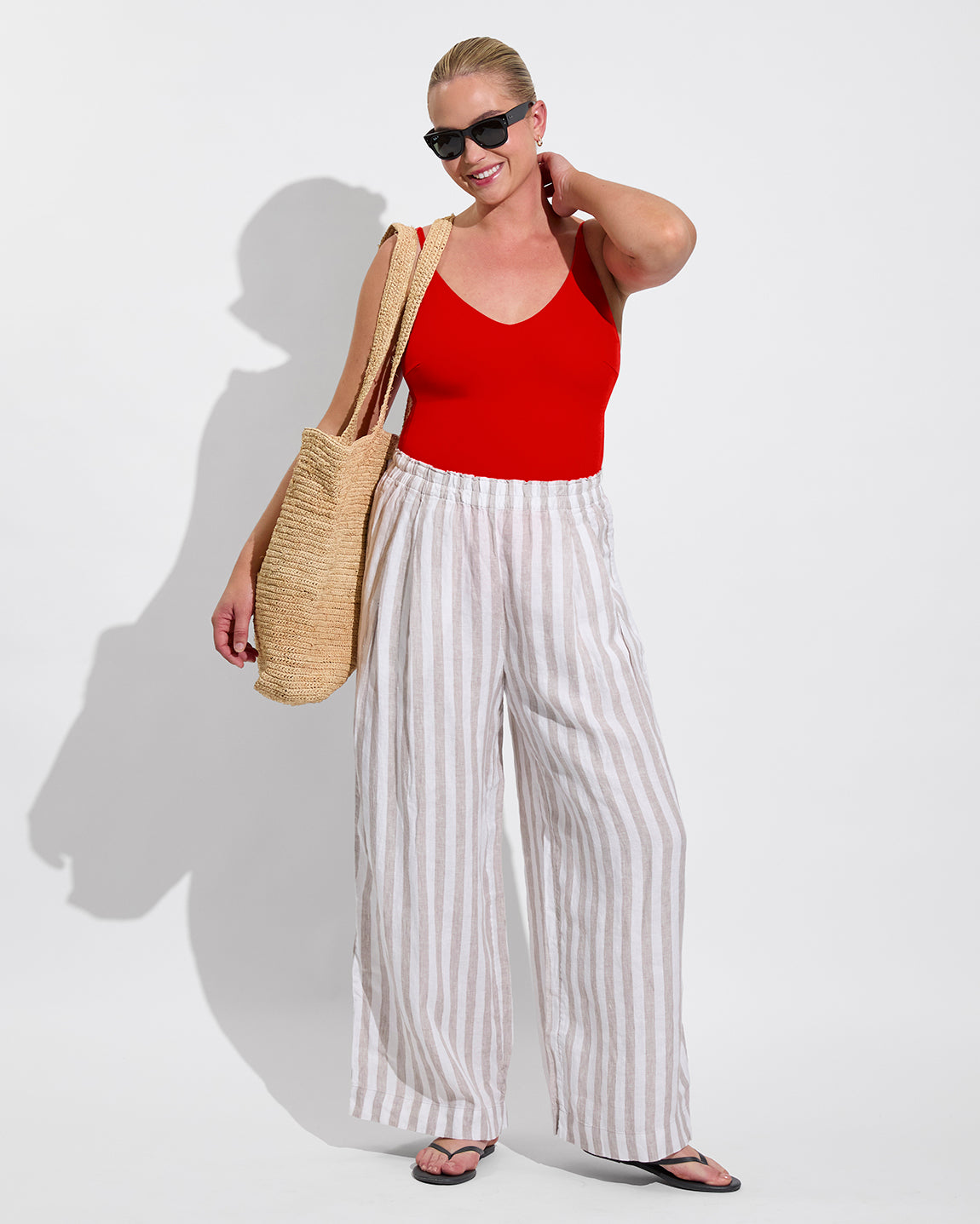 Sunday Suit D+ - Sweet Chili Heat (36DD, Size L) + Coastal Pant - Beach / Coconut (Size L)
